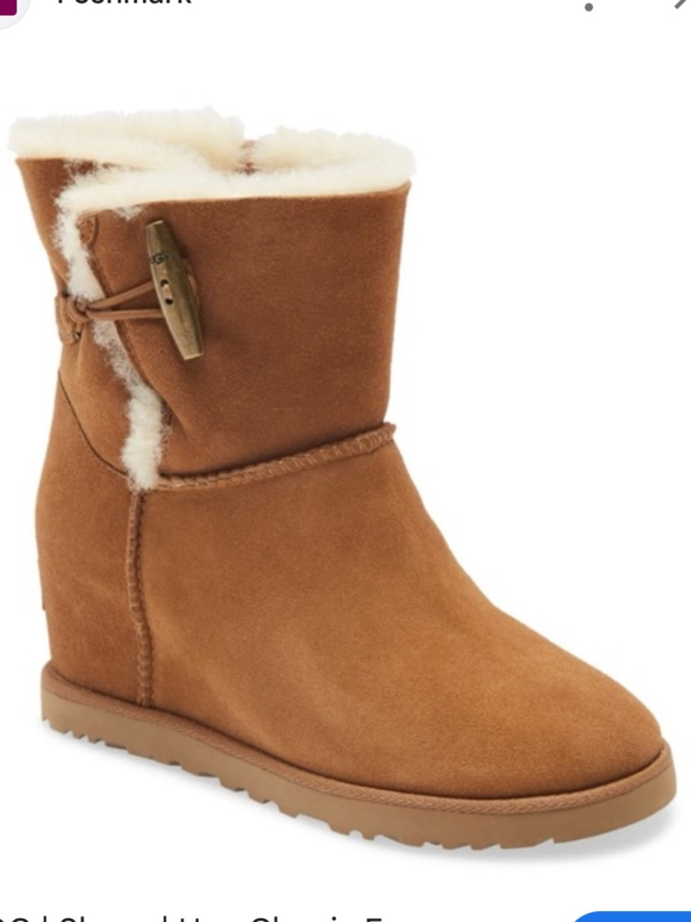 Ugg Women’s Shearling-Lined toggle wedge boot in Chestnut
